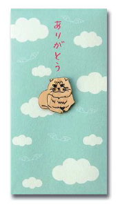 【日本製】木製のマスコット付祝儀袋 わんにゃんシリーズ ありがとう その他お祝用／トラ猫